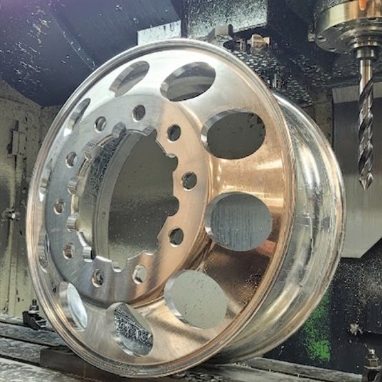 CNC machining a dually wheel