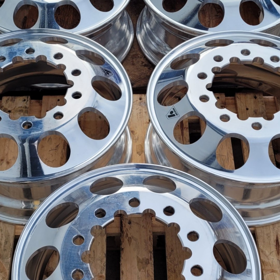 Polished dually wheels finished and ready to ship